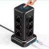 Wieża zasilająca Perys 12x Gniazdo + 3x USB 3.8A + 3x USB-C | Przedłużacz pionowy 2m z zabezpieczeniem przeciwprzepięciowym