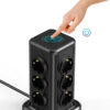 Wieża zasilająca Perys 12x Gniazdo + 3x USB 3.8A + 3x USB-C | Przedłużacz pionowy 2m z zabezpieczeniem przeciwprzepięciowym